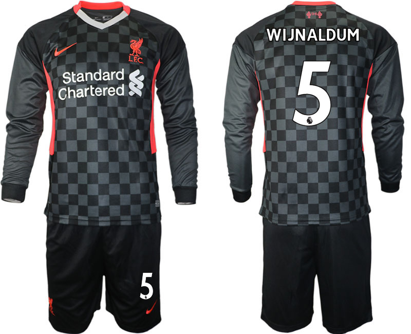 Men 2021 Liverpool away long sleeves #5 soccer jerseys->liverpool jersey->Soccer Club Jersey